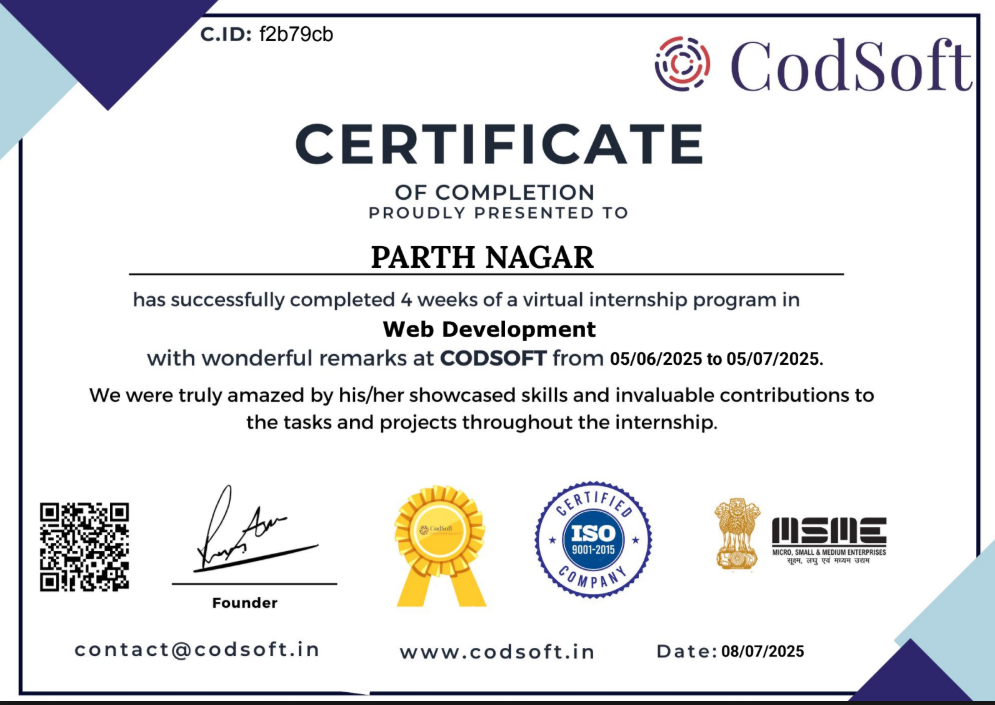 CodSoft Certificate